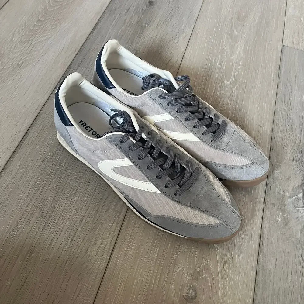 Anthro Tretorn Rawlins 2.0 Sneakers Women's SZ 11 Gray Navy Lace Up Suede